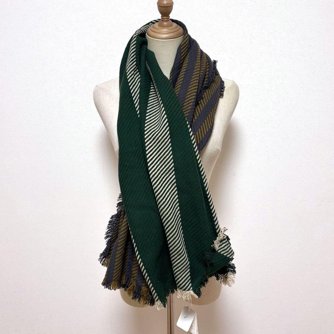 【未使用タグ付】ミナペルホネン 大判ストール 切り替えデザイン