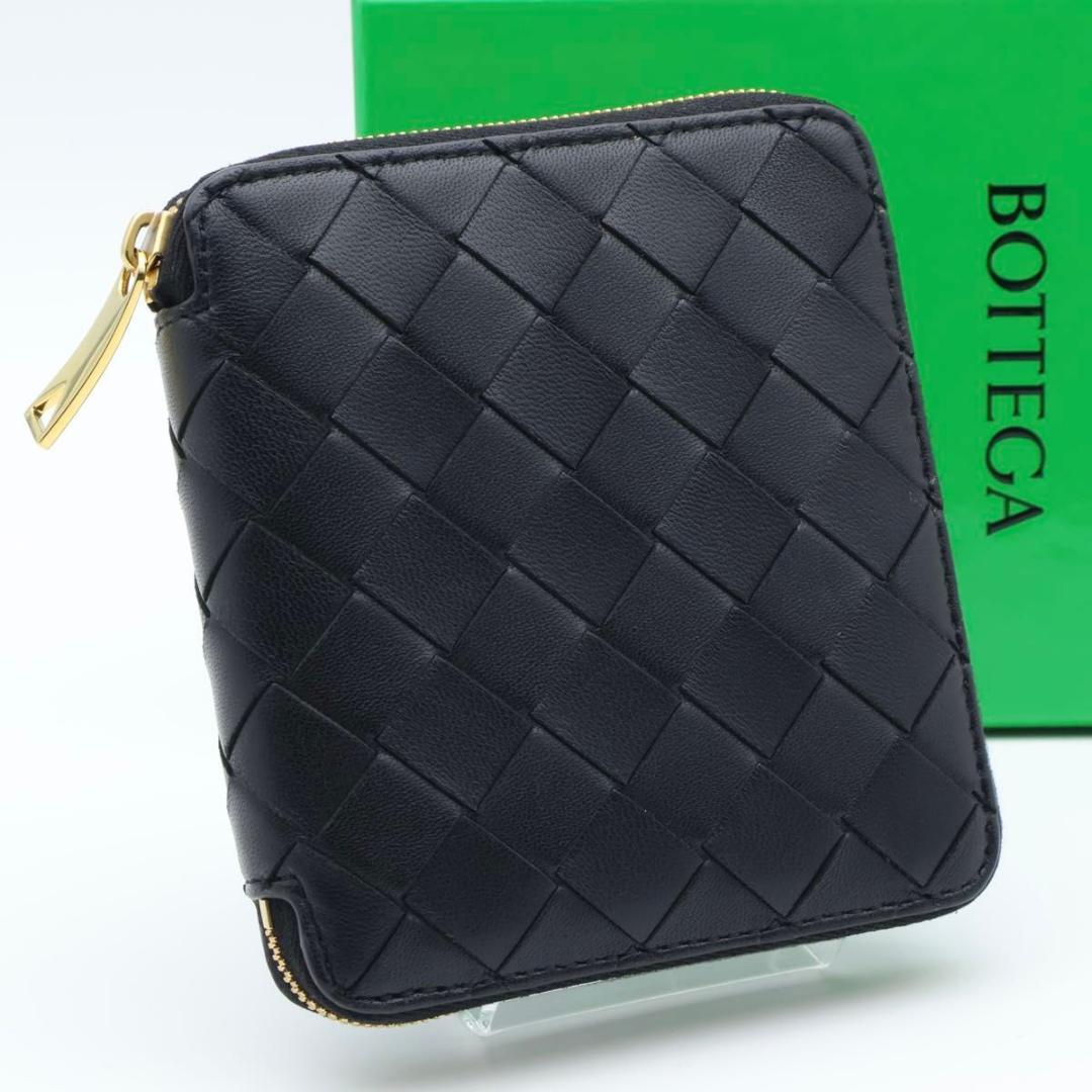 【超極美品】BOTTEGAVENETA コンパクトジップウォレット　黒