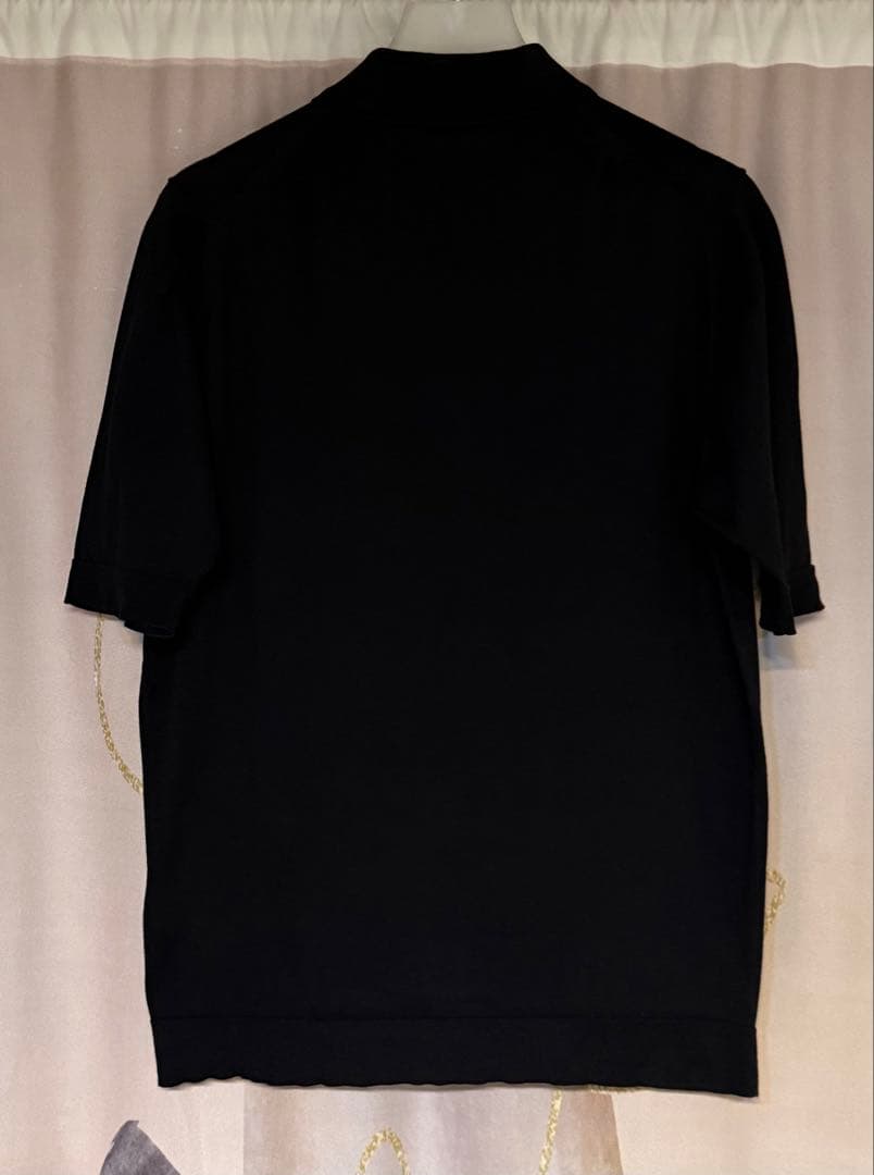 シップス アルビニ 16G コットン ニットポロシャツ ブラック