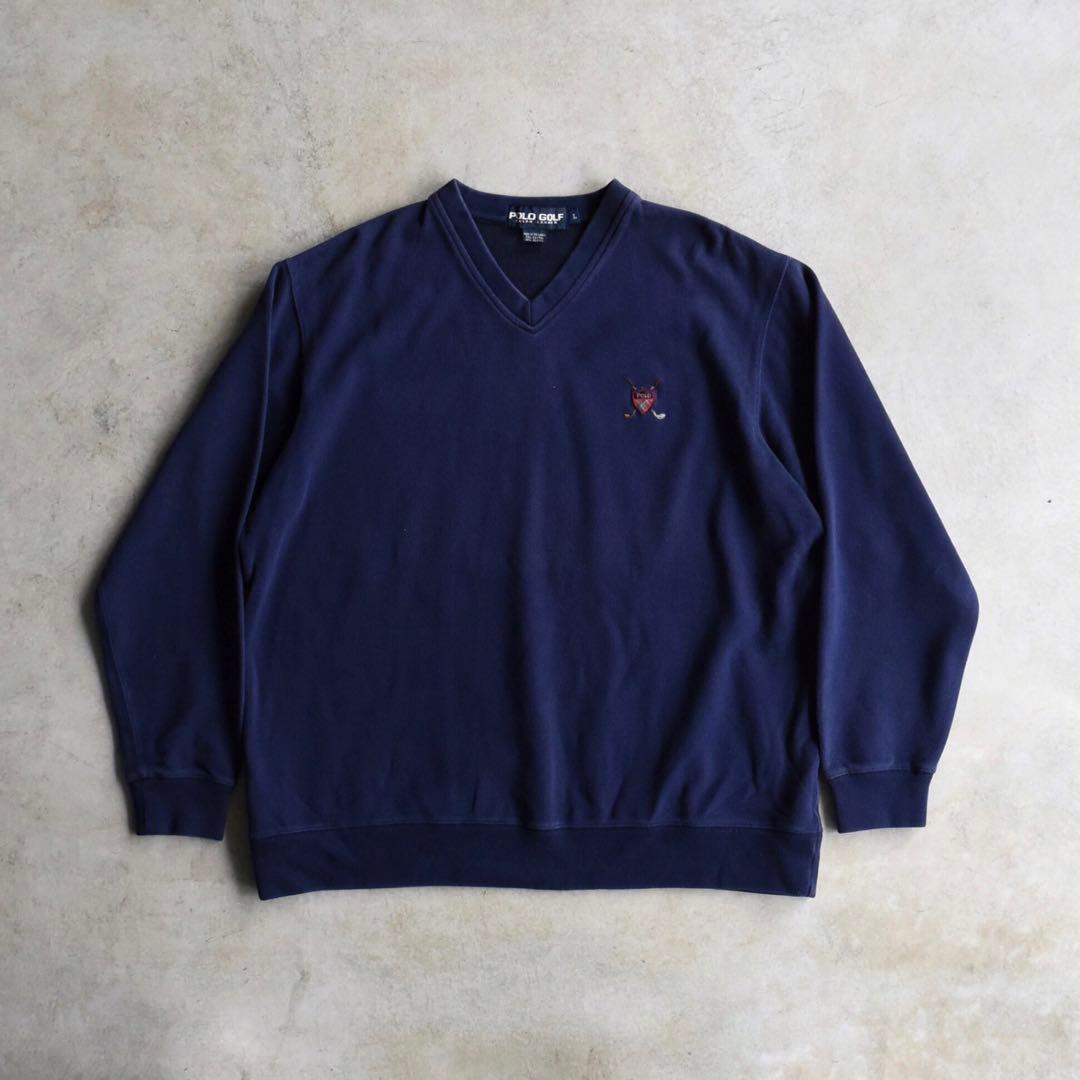 90s POLO GOLF ラルフ ポロゴルフ 鹿の子スウェット L ネイビー