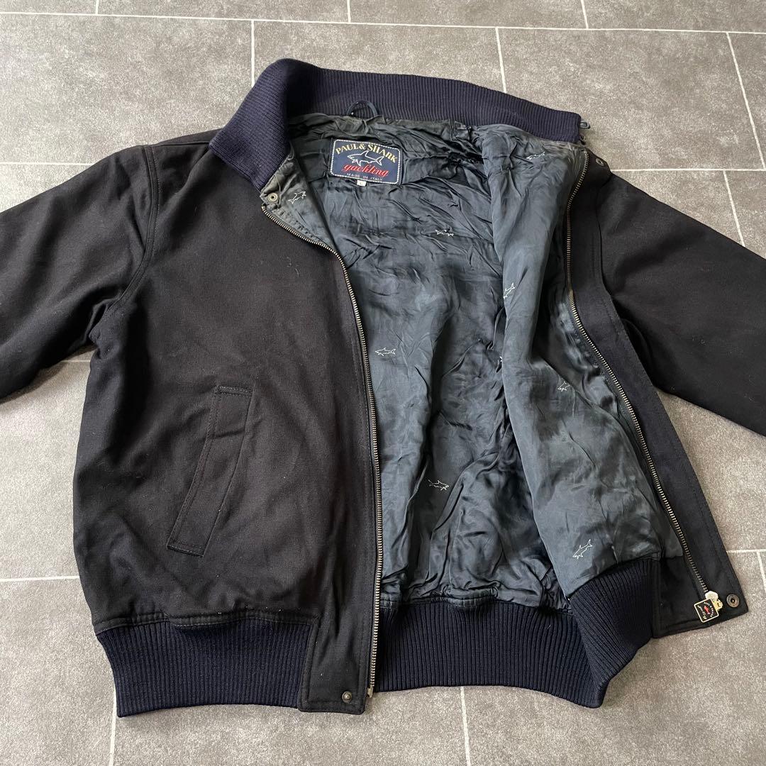 ITALY製 vintage shark ウールブルゾン スタンドカラー濃紺