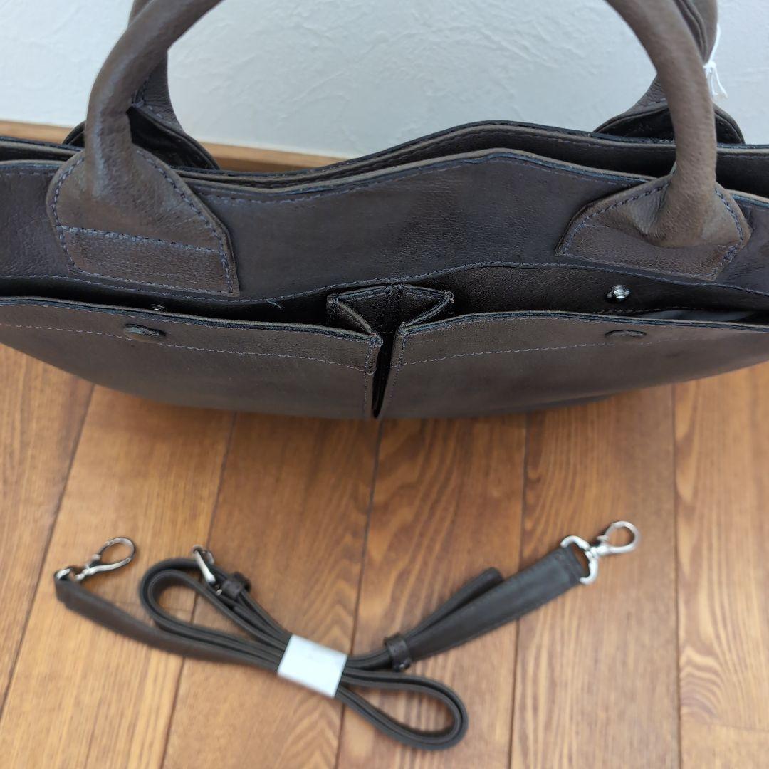 新品未使用マーガレットハウエル　レザートートバッグ　ダークグレータグ付