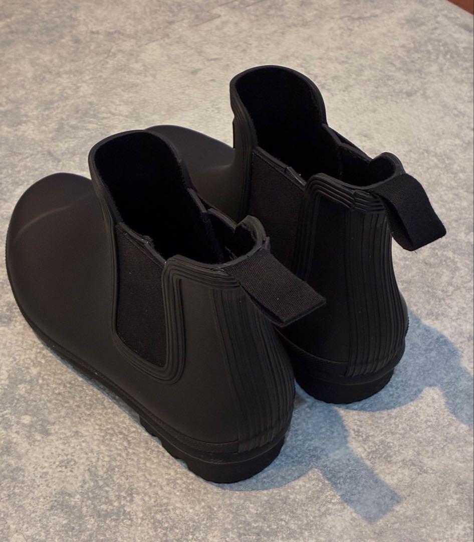 HUNTER ブラック サイドゴアレインブーツ