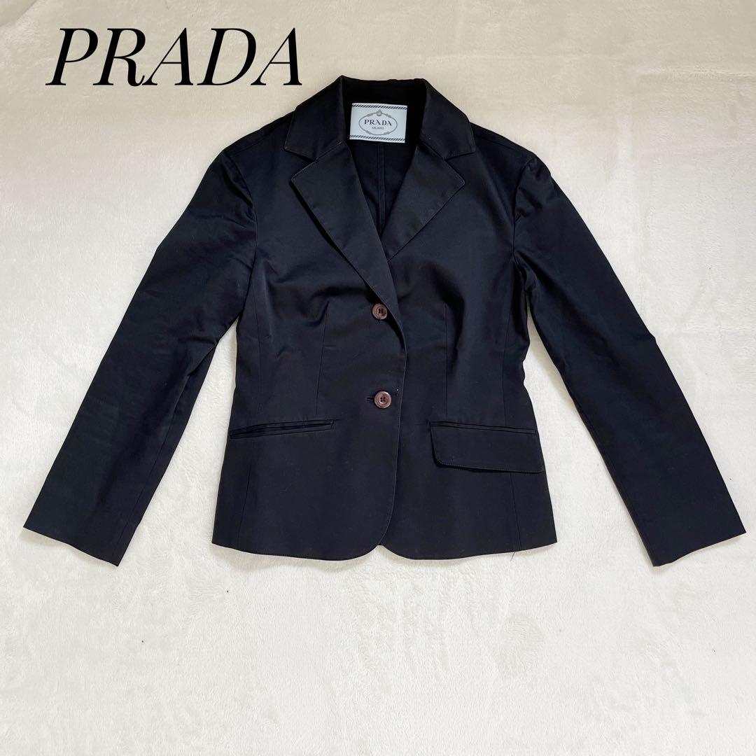 PRADA プラダ テーラードジャケット　黒　無地　レディース　40 M相当