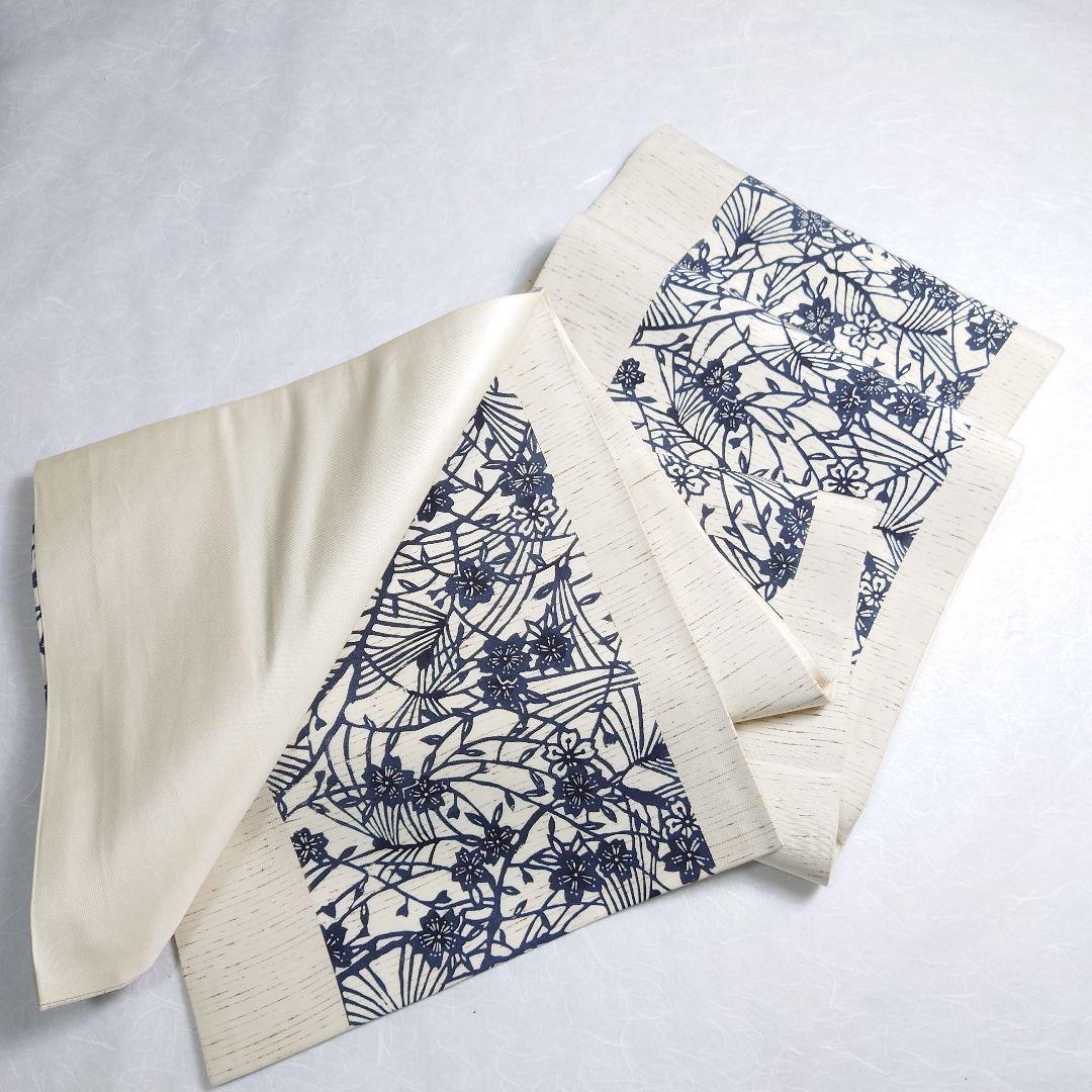 正絹 袋帯 六通柄 ぜんまい 紅型染 江戸紅型 桜極上 逸品 未使用品