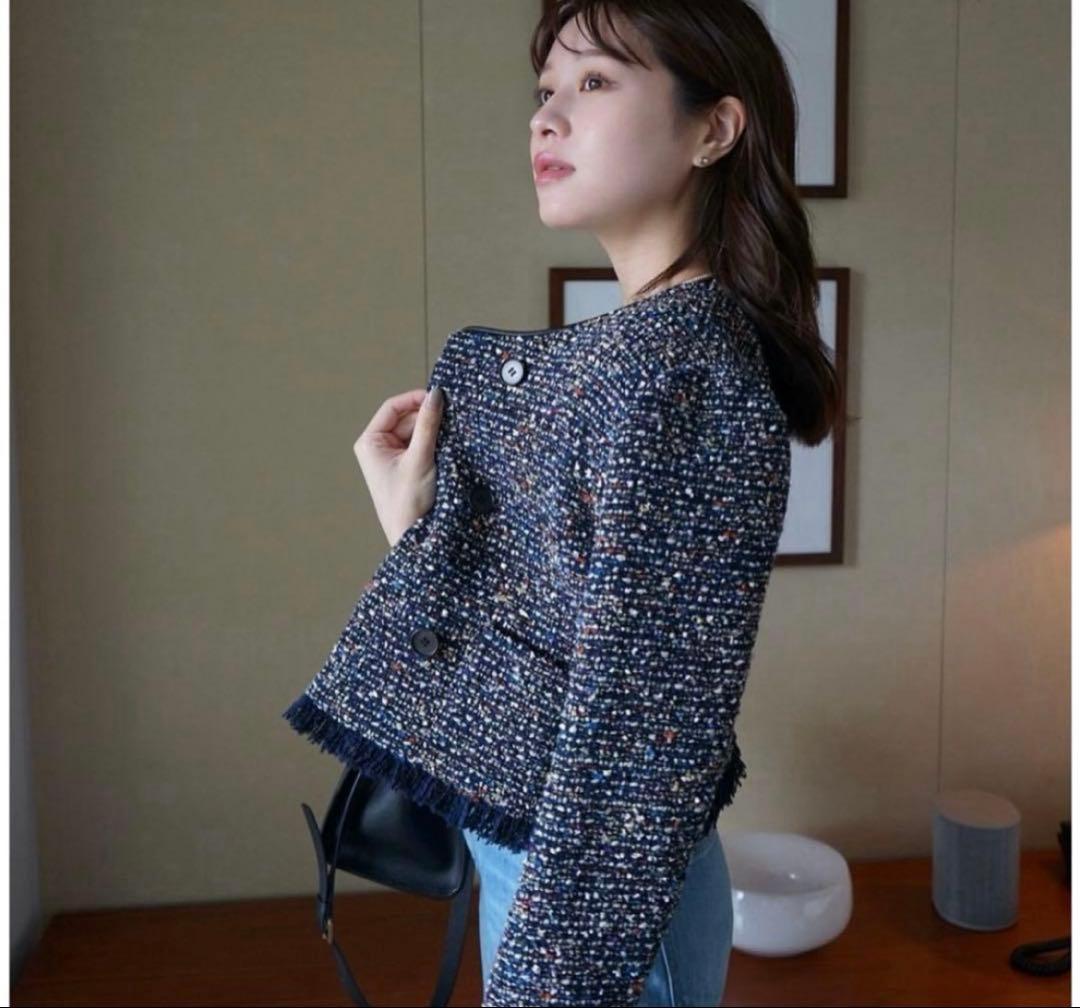 ジャケット・アウター laubeblanc Mix tweed No collar jacket