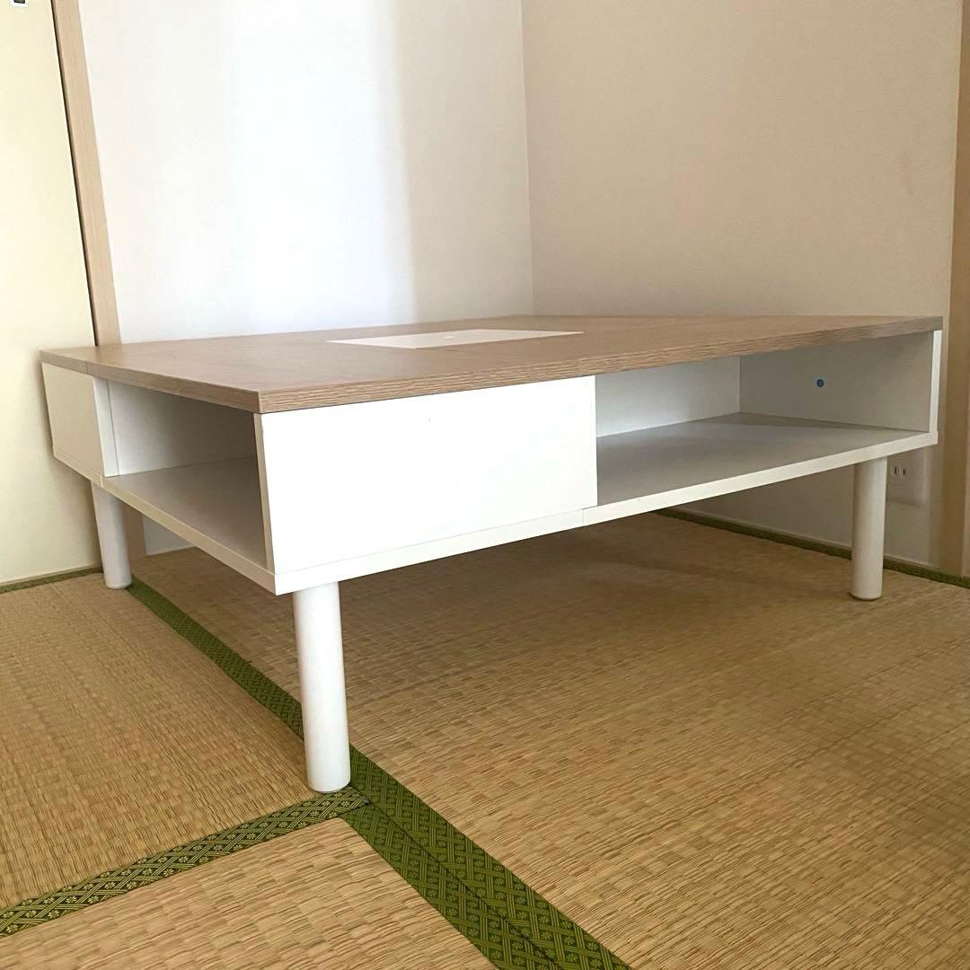 美品 WAMPAT ローテーブル センターテーブル 収納あり ホワイトオーク