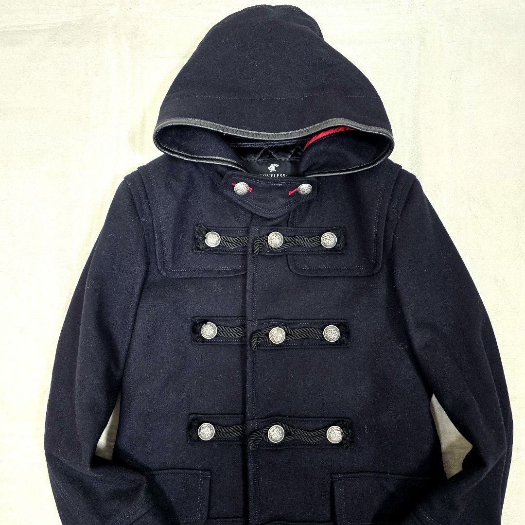 ラブレス ナポレオンコート カシミヤ ダッフルコート 銀ボタン フード 黒 S