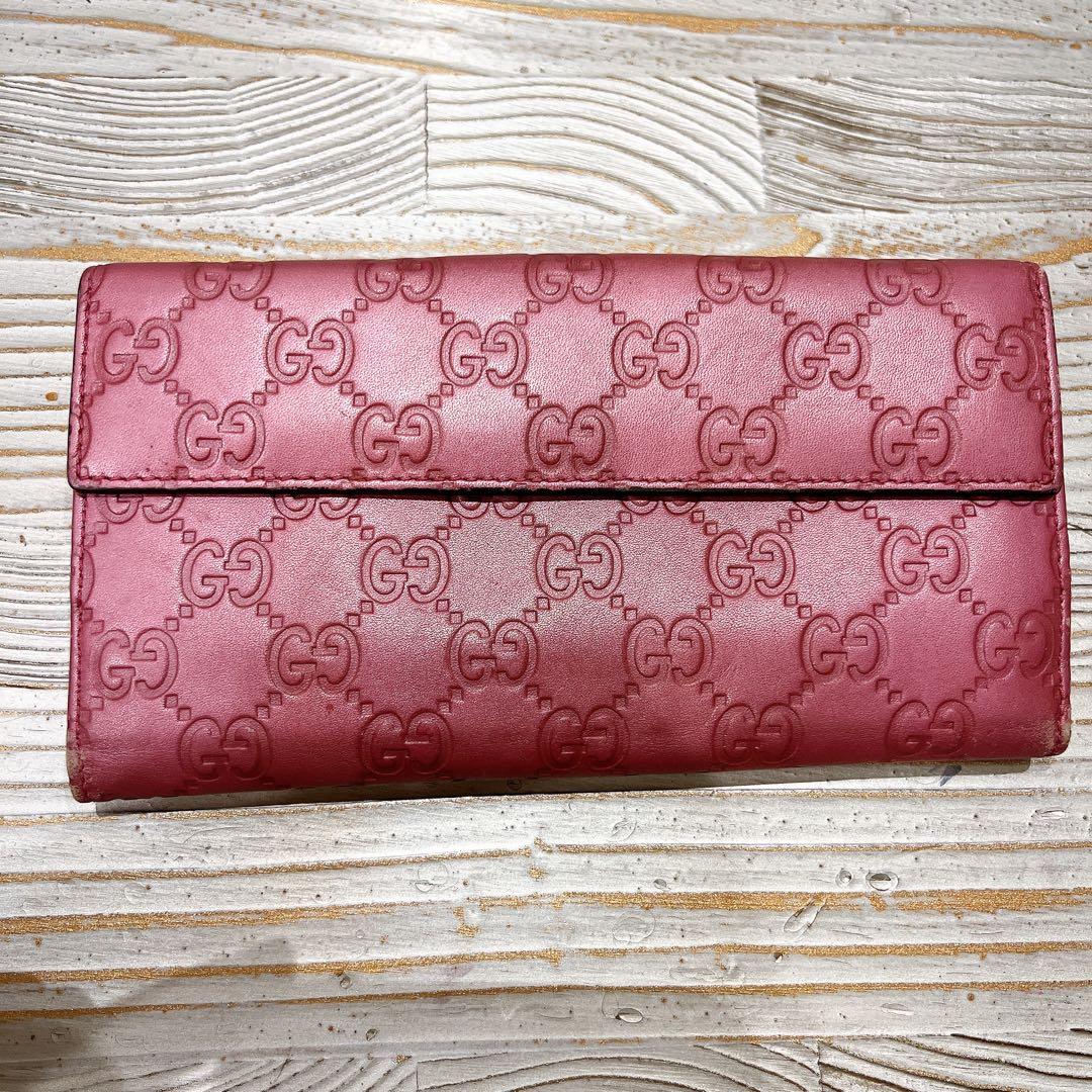 GUCCI GGパターン ピンク長財布