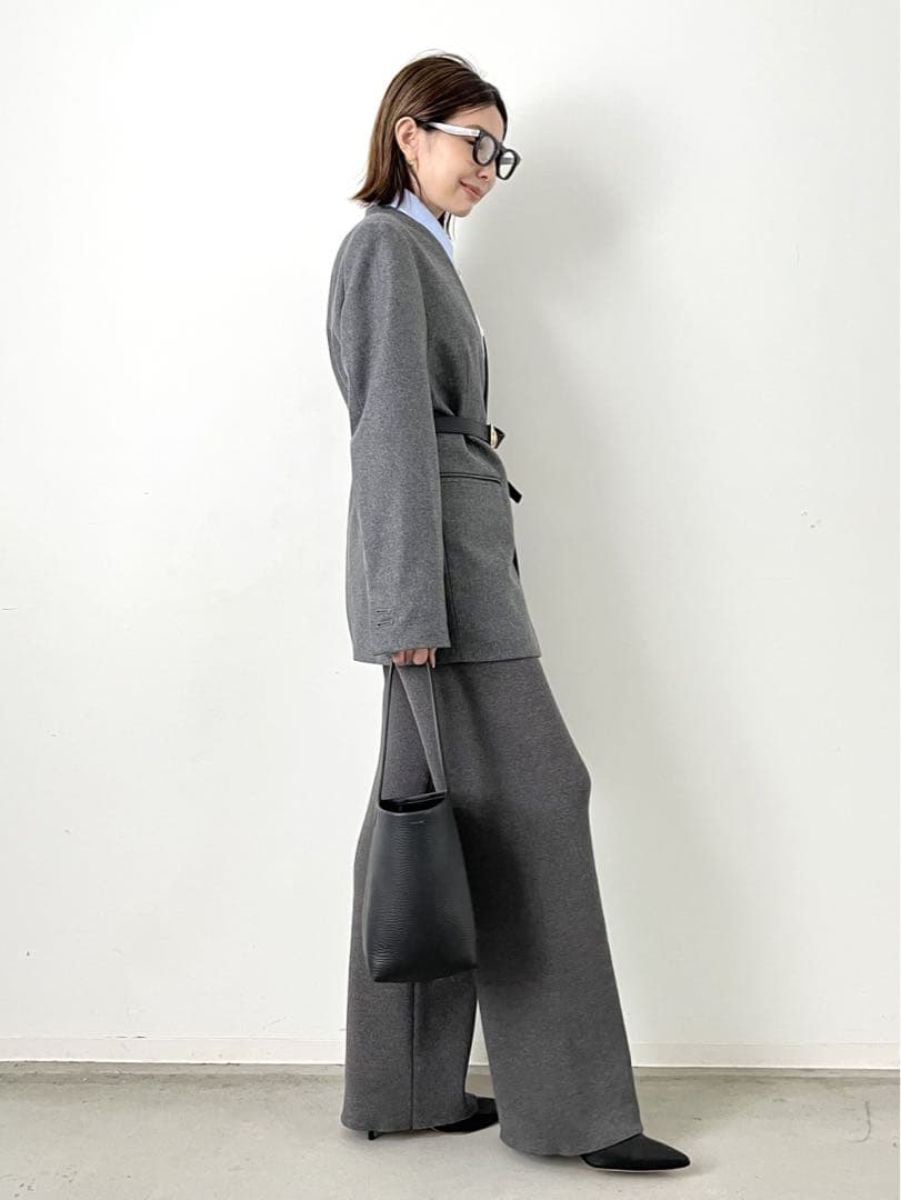 アパルトモン ドゥーズィエムクラス メルトン ノーカラージャケット グレー36