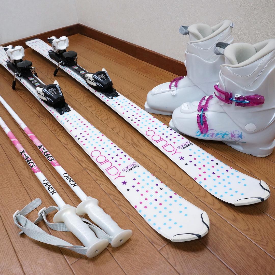 メンテ済 140cm 靴25cm SALOMON 中高生向き スキーセット