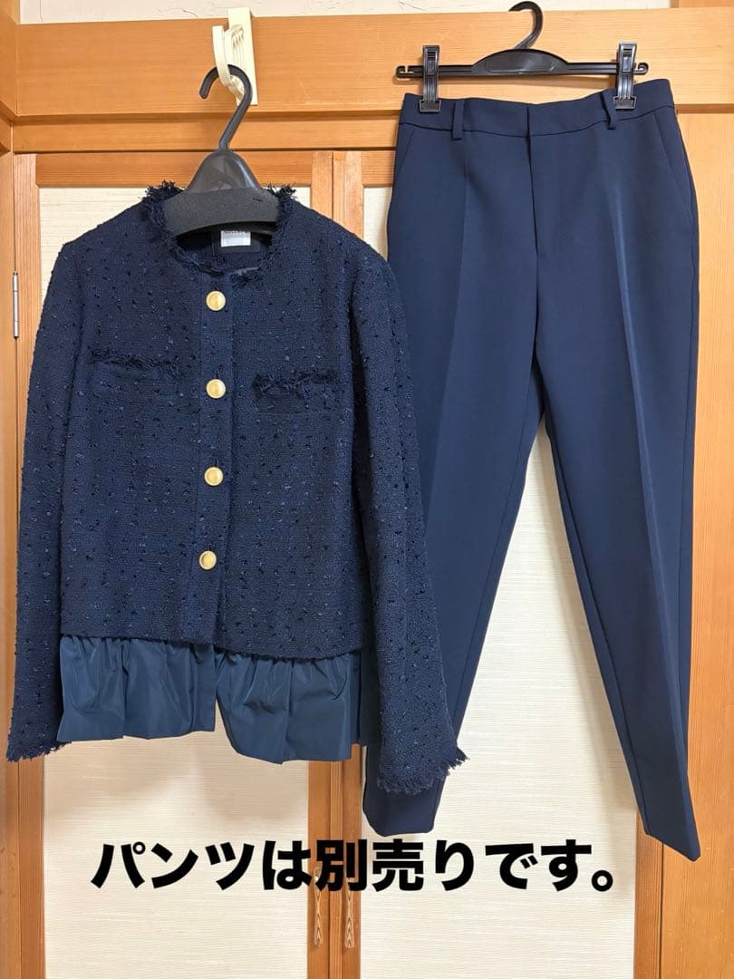 nolley's フリル付きネイビージャケット　ツイード