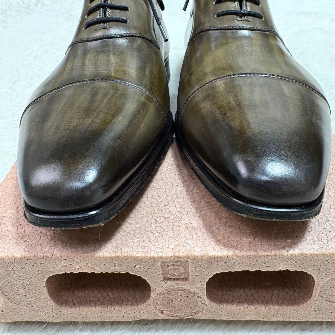 マグナーニ オパンケ製法 ストレートチップ ドレスシューズ 緑系パティーヌ 41