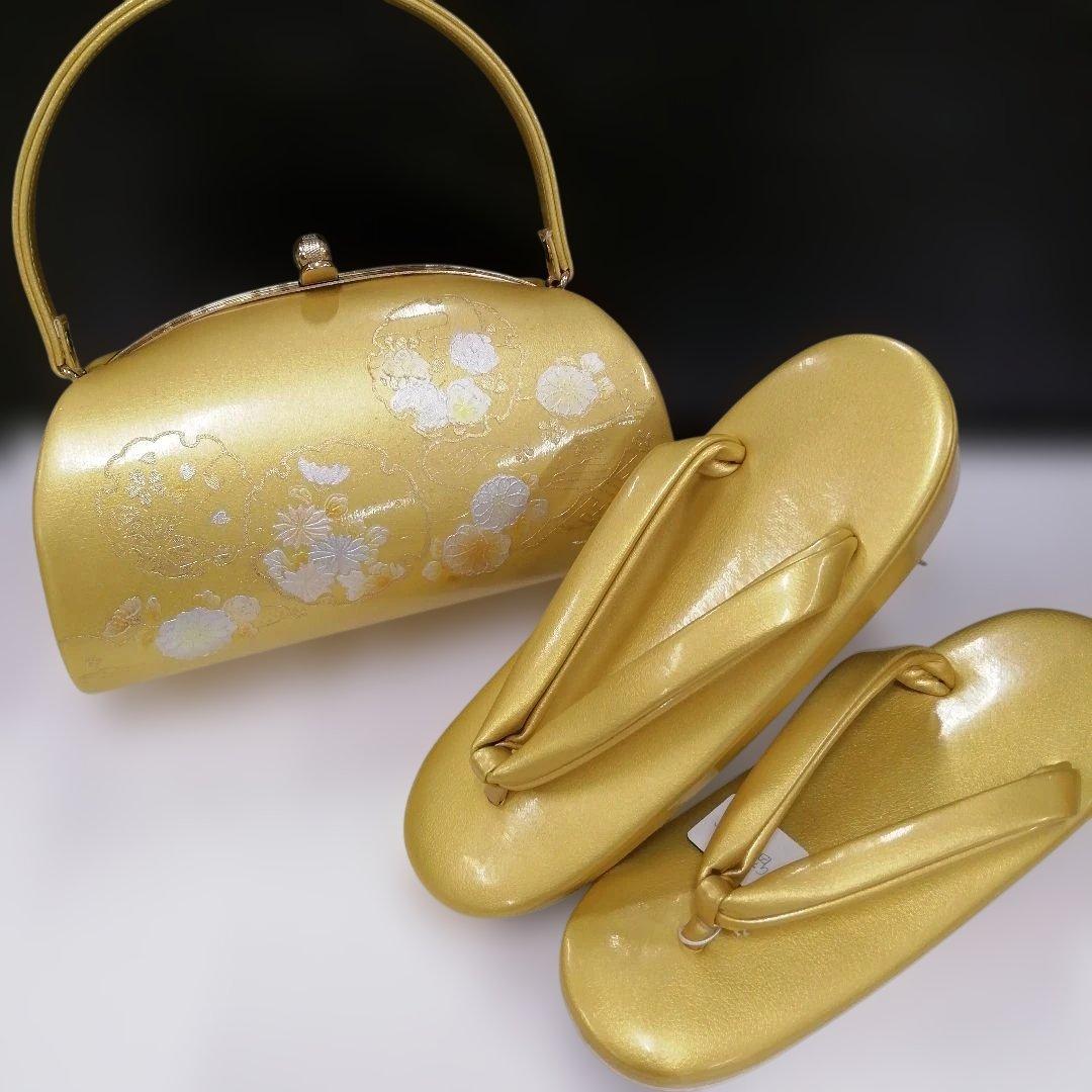 新品未使用　礼装用　金色系草履バッグセット Sサイズ k-1