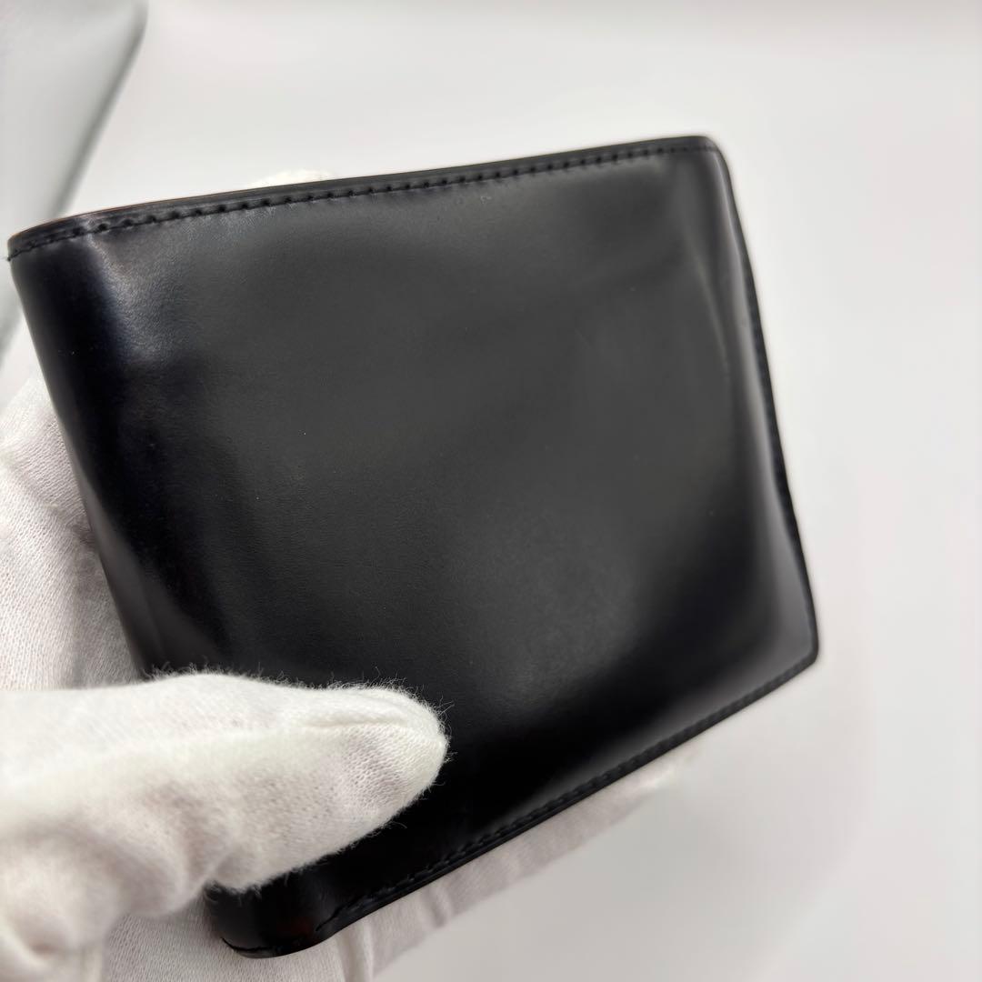 GANZO 二つ折り財布　ブラック　コードバン　レザー　折り財布　小銭入れ付き