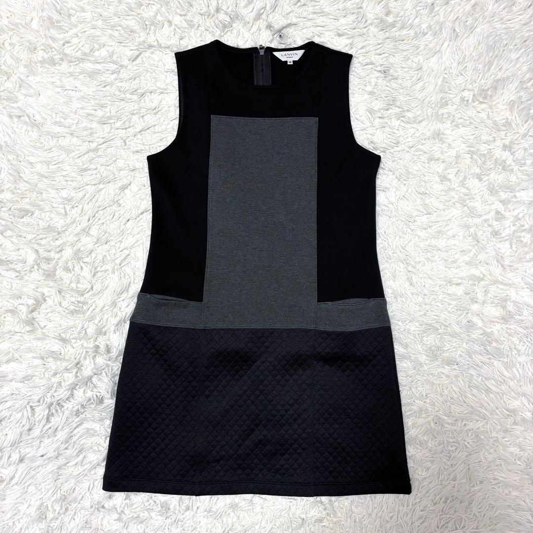 ランバンスポール ワンピース ノースリーブ ブラック ゴルフ バックジップ