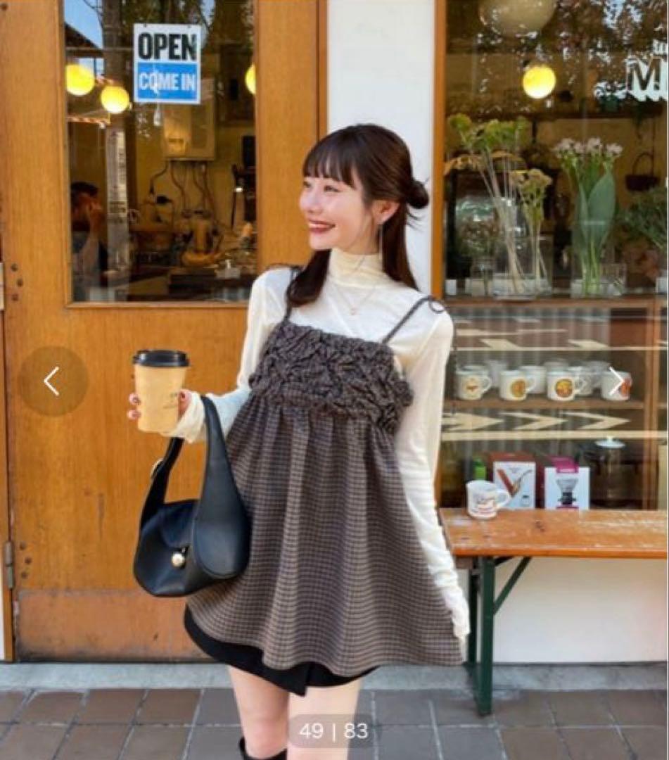 hinari シャーリングデザインキャミチュニック　チェック