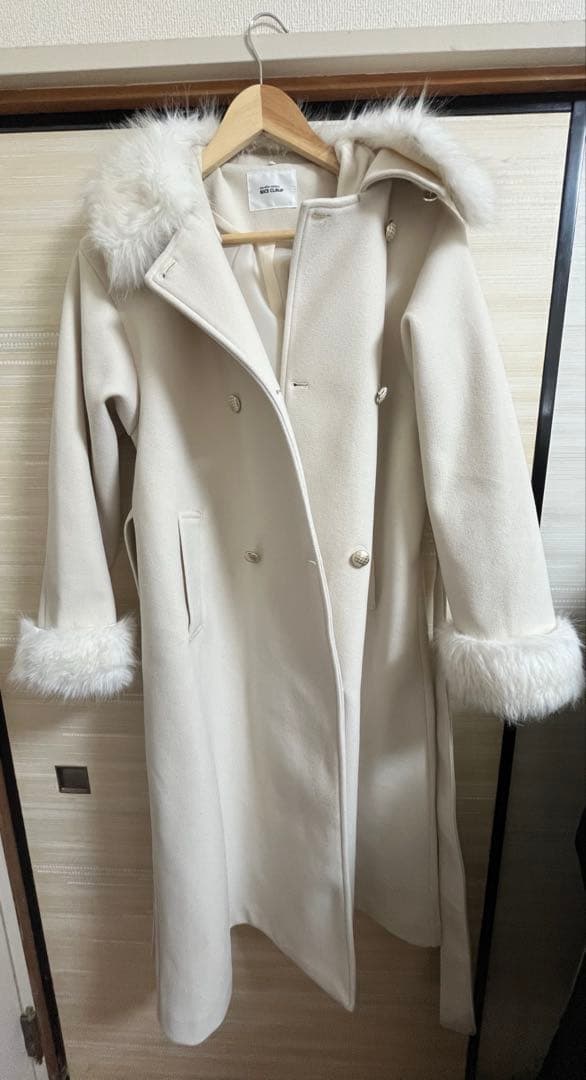 ナイスクラップ NICE CLAUP 襟袖フェイクファーロングコート アウター