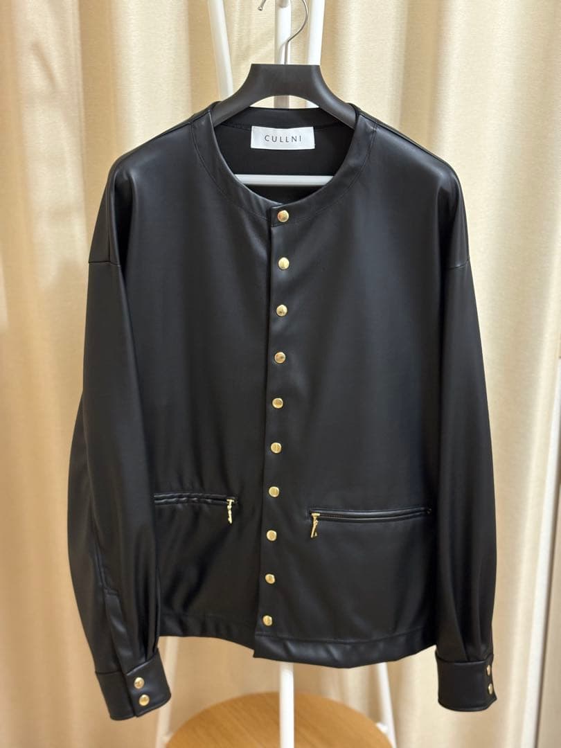 【CULLNI 24ss】Faux Leather Shirt Jacket