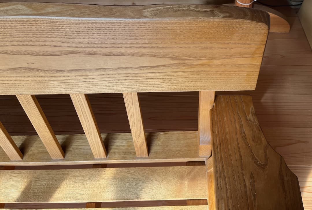 マ*ル様 府中家具製　柿の木　無垢材　３人掛けソファ　オイル仕上げ　蜜蝋メンテ