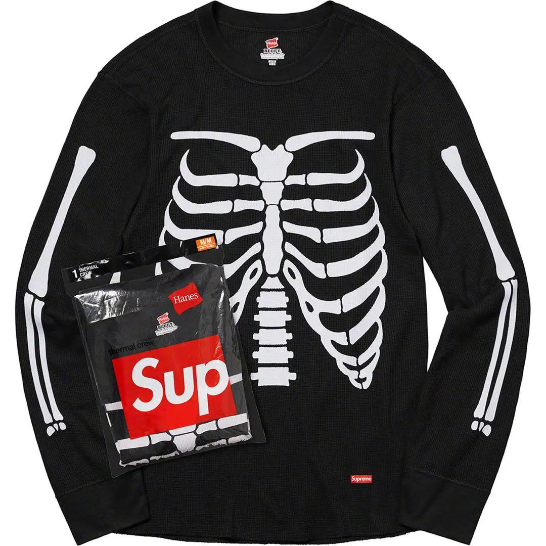 込み Supreme Hanes Bones Thermal Crew 黒XL