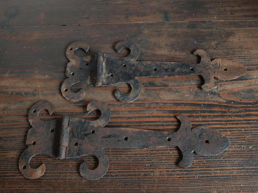 Heart_____錆びた鉄の古いちょうつがい 1組 39cm/J680