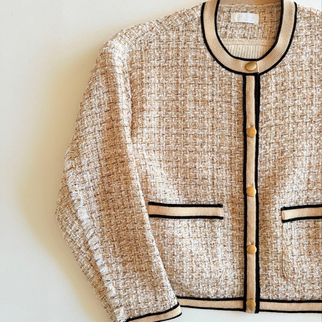 TOMORROWLAND ニットコンビツイード クルーネックジャケット
