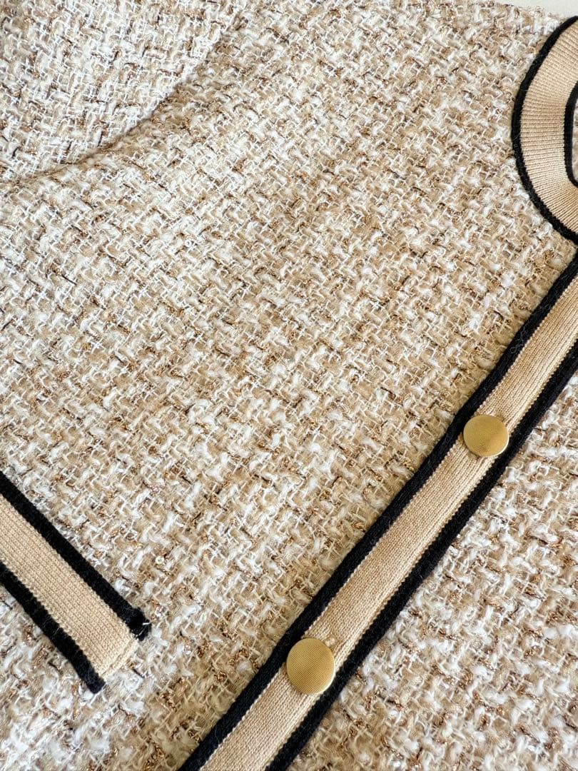 TOMORROWLAND ニットコンビツイード クルーネックジャケット