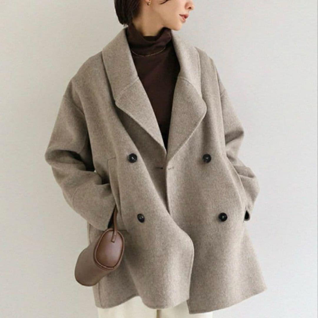 人気☆evernavy リバーピーコート ダブルブレスト エバーネイビー　M