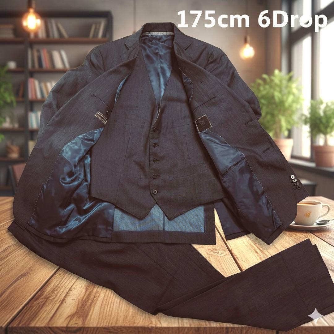 大きいサイズ ダークブルー 3ピーススーツリバーシブルベスト 175cm 本切羽