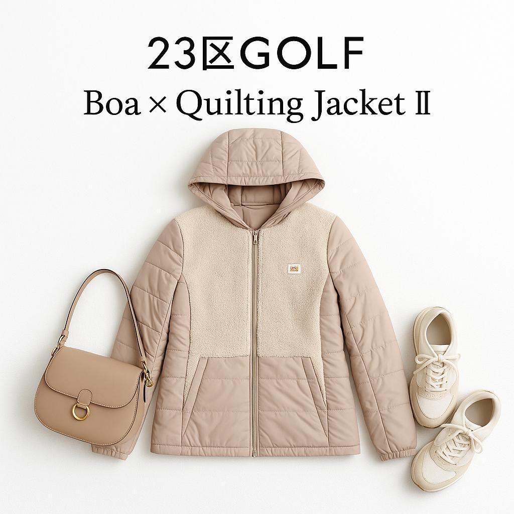 23区GOLF ボア 中綿ジャケット ライナー フード付き Ⅱ M ベージュ系
