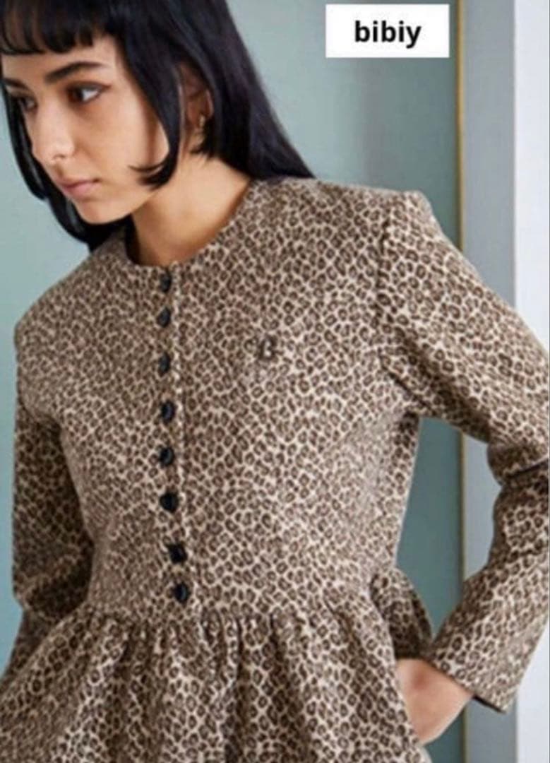 Bibiy. PEPURAMU CARDIGAN レオパード