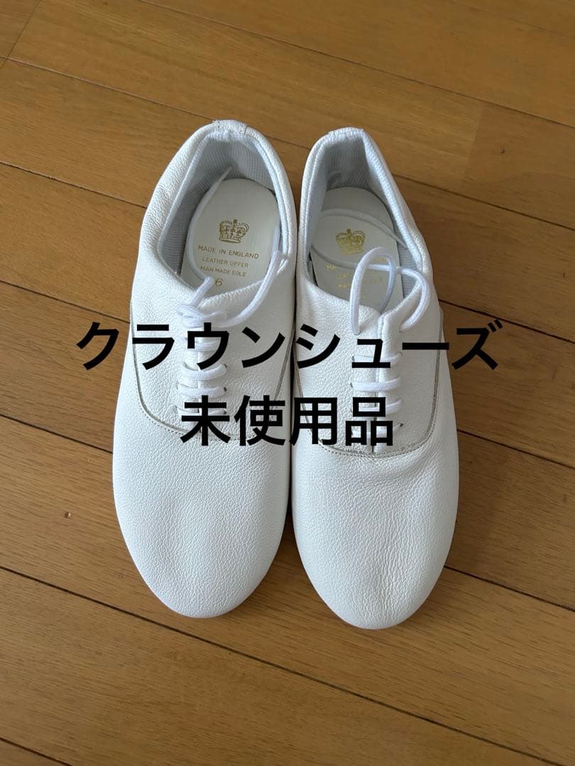 クラウン　ホワイトレザー レースアップシューズ UK6