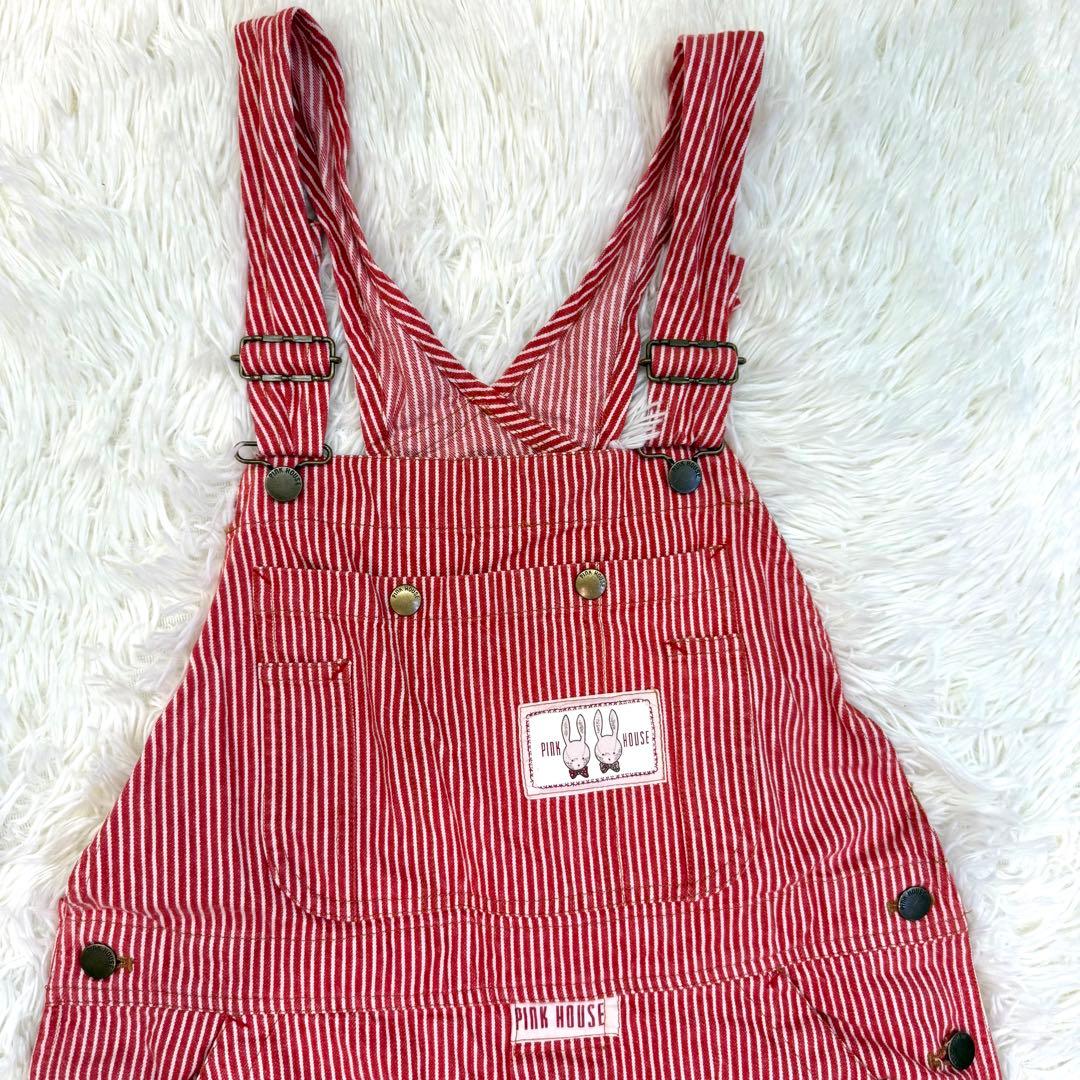 ピンクハウス オーバーオール サロペットオールインワン うさぎ 刺繍 ワッペン