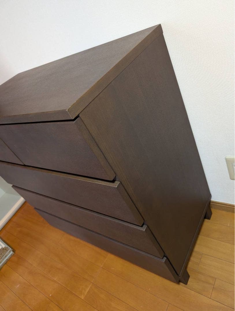 ■送料込■無印 MUJI 木製4段 チェスト 収納 ブラウン たんす 衣類収納