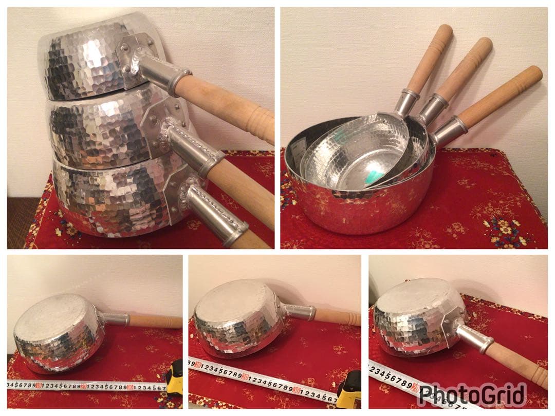 大丸購入プロ用 国産品 本手打ち片手鍋 雪平鍋 行平鍋 5/6/7寸 3点セット