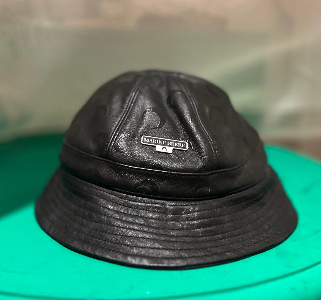 MARINE SERRE レザーバケットハット ブラック