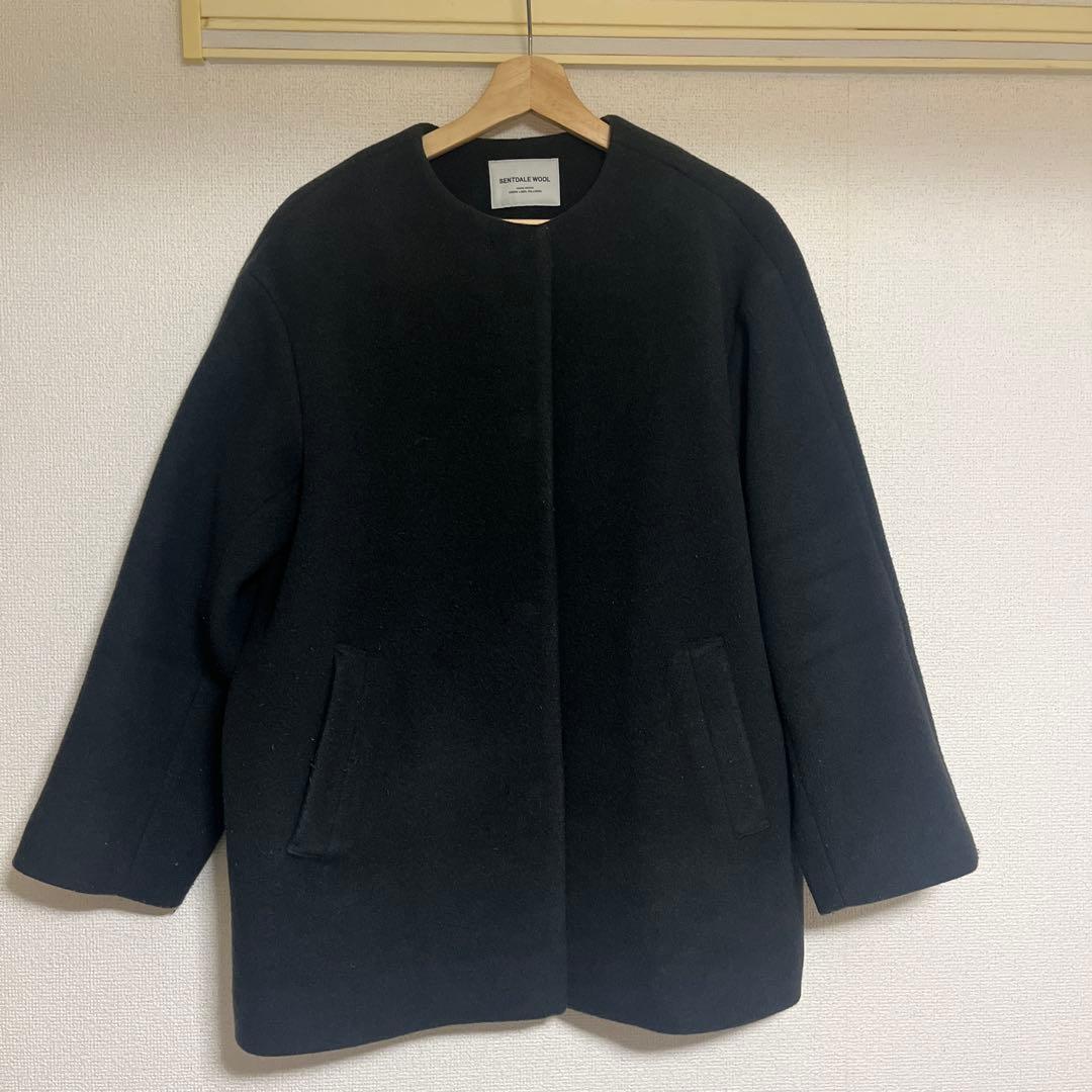 【プウリ】グリーンレーベルリラクシング ノーカラーミドル丈コート