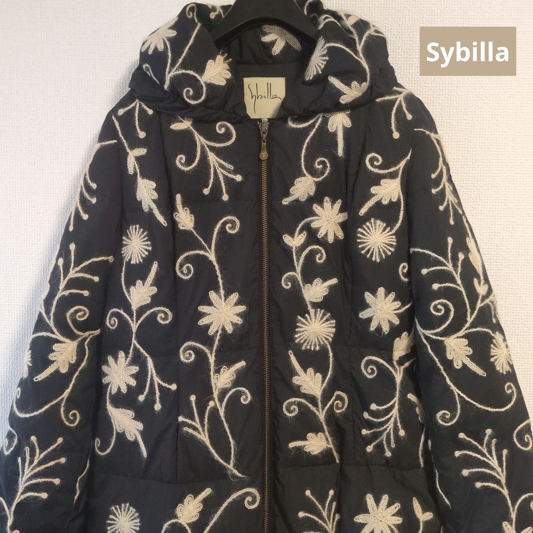 【美品】 Syhilla 刺繍 ロングコート花柄刺繍 シビラ