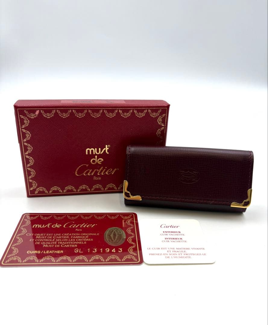 未使用保管品　カルティエ　マストライン 4連　キーケース ボルドー 箱付き
