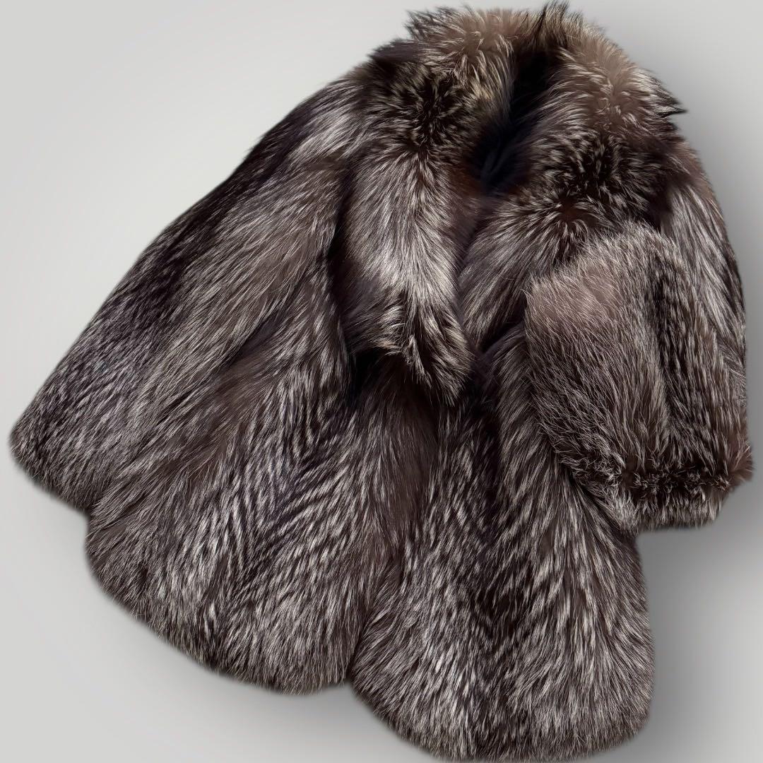 本毛皮●シルバーフォックス FOX ファーコート ふわふわ◎ 13号