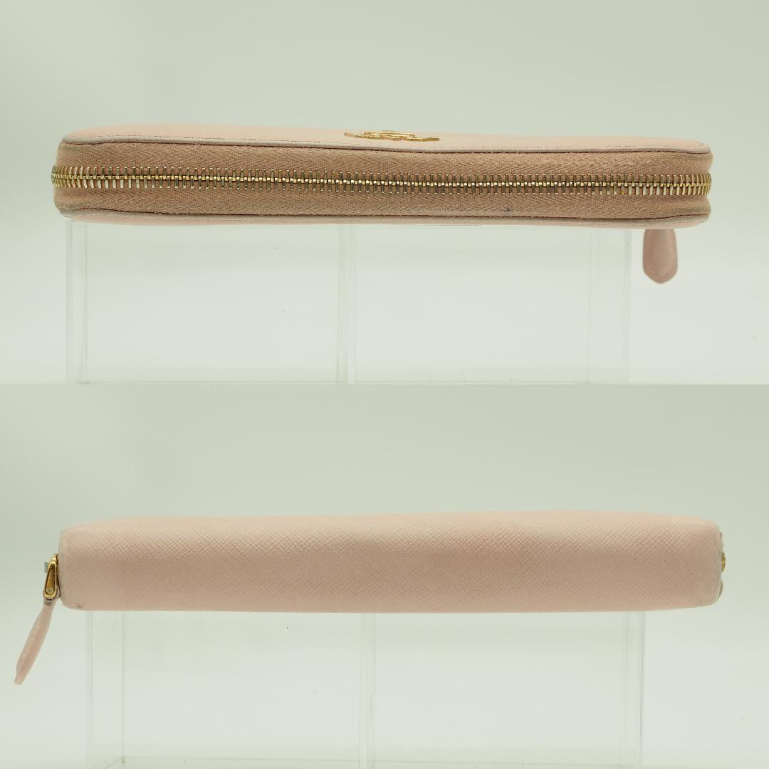 PRADA プラダ サフィアーノ ラウンドファスナー ピンク系 ゴールドロゴ