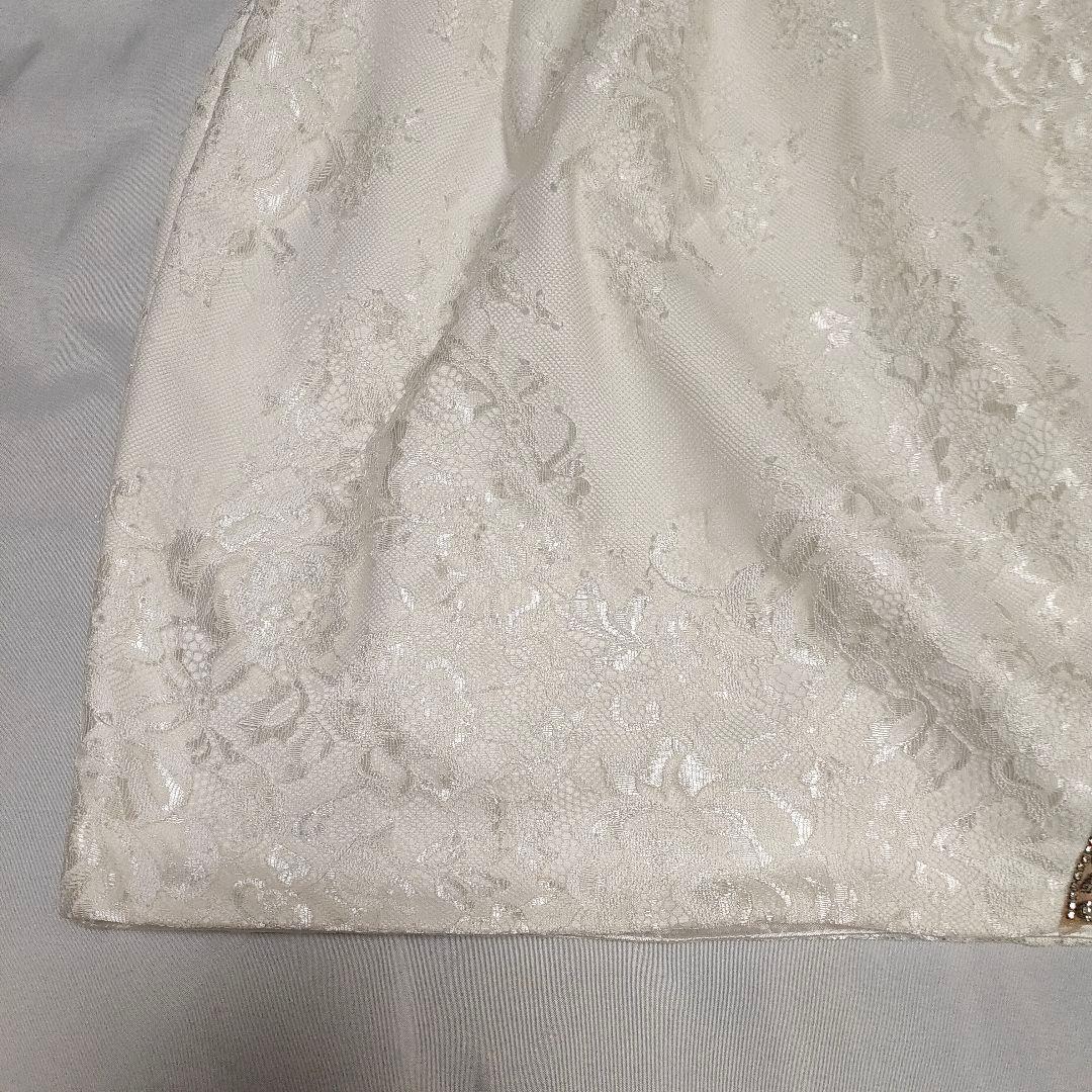 ローブドフルール フロントジッパーｘサイドチュールタイトミニドレス ホワイト