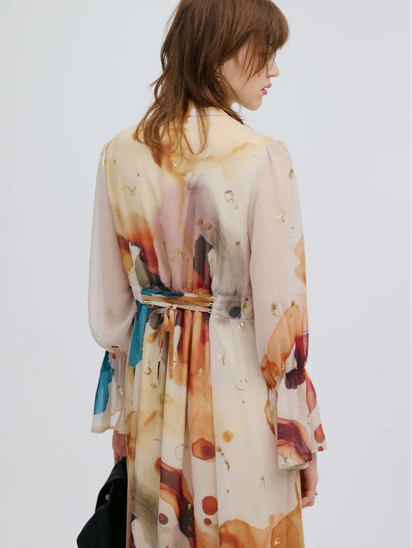 【美品】AMERI Mサイズインクアートドレス ワンピース