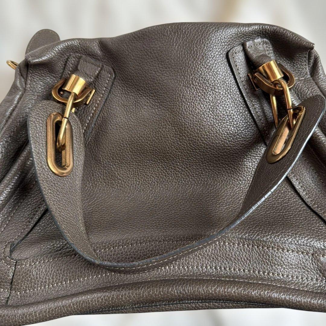 Chloe クロエ　パラティ　グレー レザー ショルダーバッグ 保存袋付き