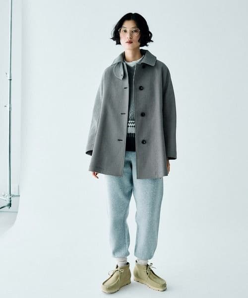 24AW LA MARINE FRANCAISE ウール混 リバーチェックコート