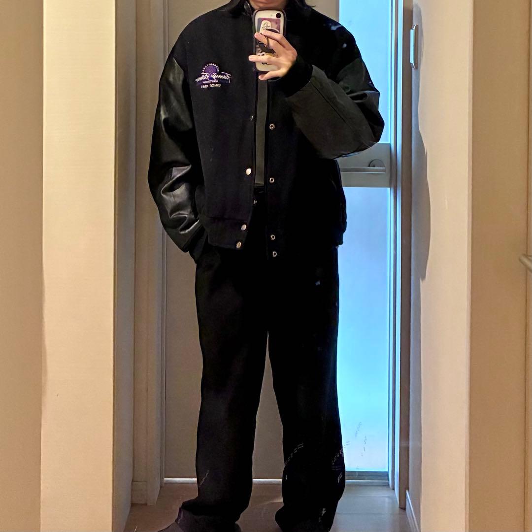 90s カナダ製 スタジャン 企業ロゴ CONCORD ウール×レザー