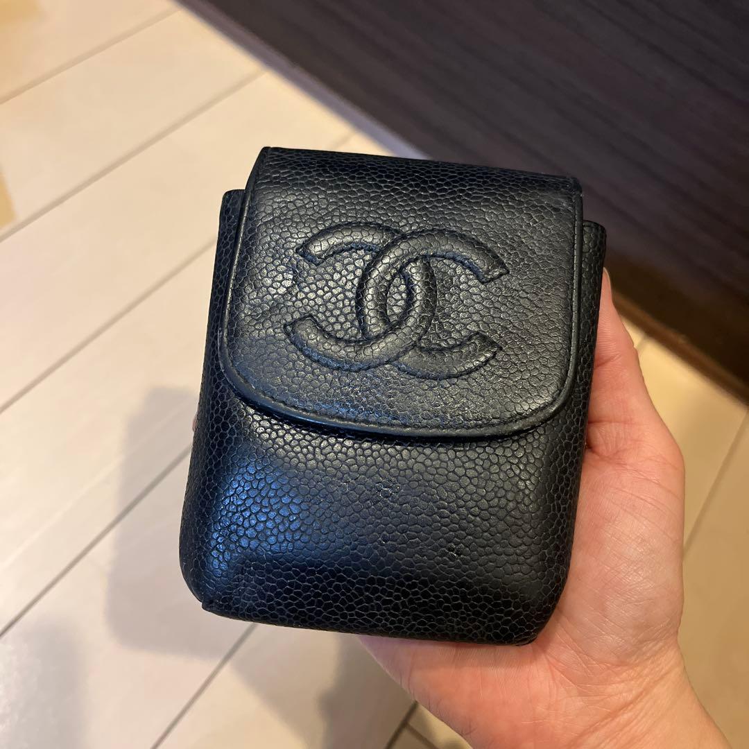 CHANEL シガレットケース　タバコケース　キャビアスキン　ブラック