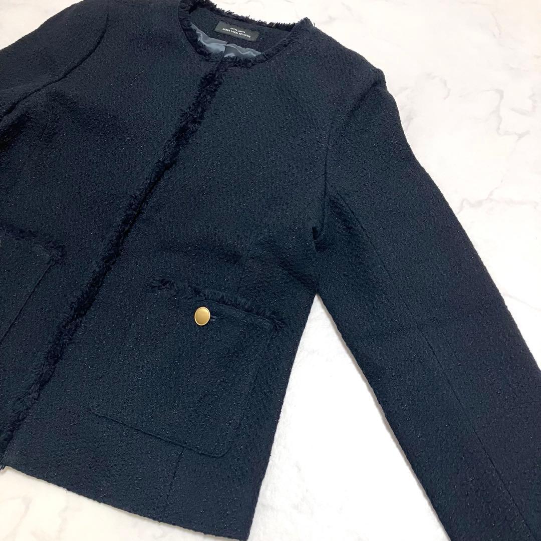 極美品　ツイードジャケット　金ボタン　ネイビー　M セレモニー