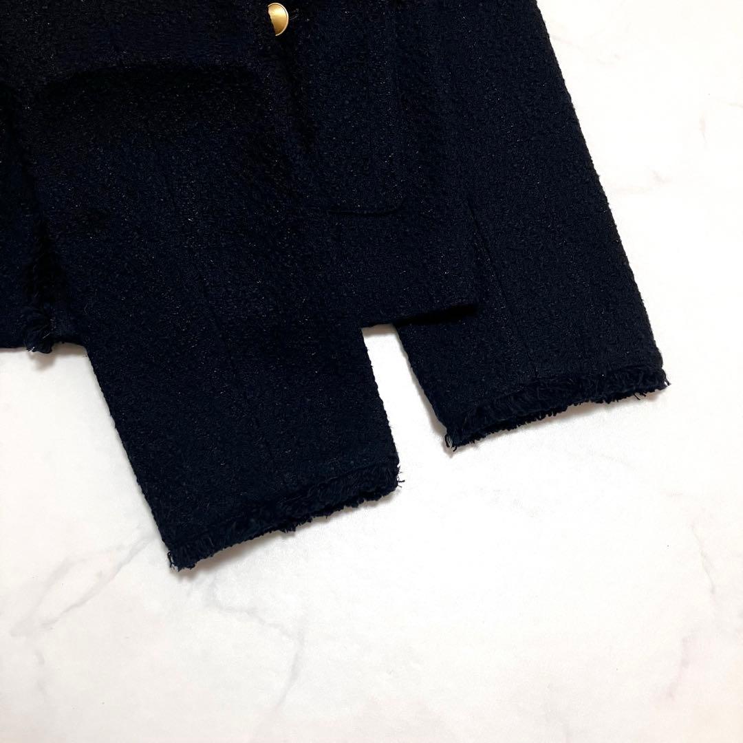 極美品　ツイードジャケット　金ボタン　ネイビー　M セレモニー